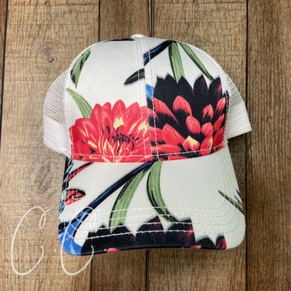 (SOLD) CC | Floral Print Trucker Mesh Back Cap